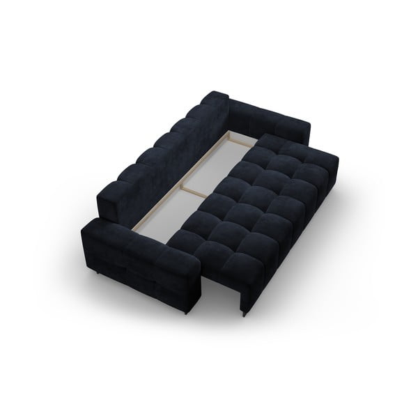 Canapea albastru-închis extensibilă, cu spațiu de depozitare cu tapițerie din catifea 250 cm Wicklow – Cosmopolitan Design-image-3