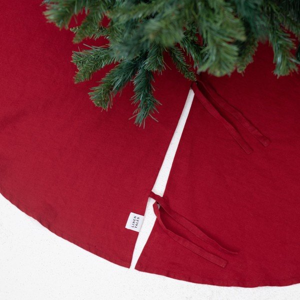 Covor roșu rotund sub pomul de Crăciun ø 125 cm - Linen Tales-image-2