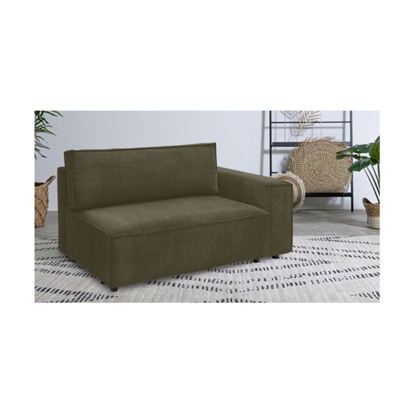 Modul pentru canapea verde deschis cu tapițerie din catifea reiată  (cu colț pe partea dreaptă) Nihad modular – Bobochic Paris-image-1