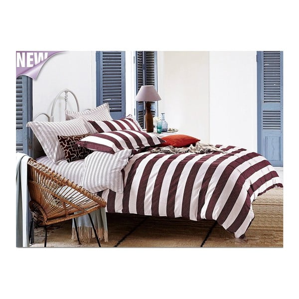 Lenjerie de pat roșie/albă din bumbac pentru pat de o persoană 135x200 cm Christian – AmeliaHome-image-1