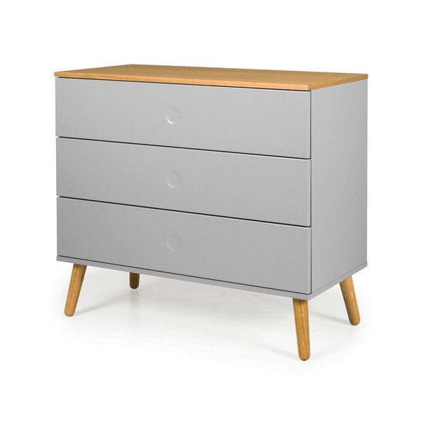 Comodă cu detalii în decor de stejar Tenzo Dot, 90 x 79 cm, gri-image-1