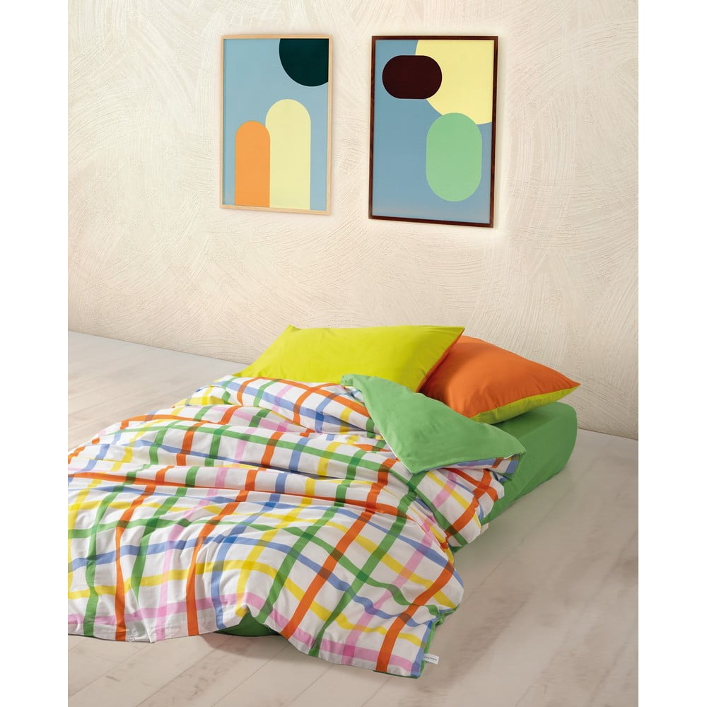 Lenjerie de pat din bumbac ranforcé pentru pat dublu, extinsă cu cearceaf inclus, cu 4 piese 200x220 cm Hype – Mijolnir