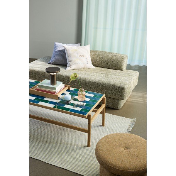 Măsuță de cafea alb-negru/în culoare naturală cu aspect de lemn de stejar 61x132 cm Motif – Hübsch-image-1