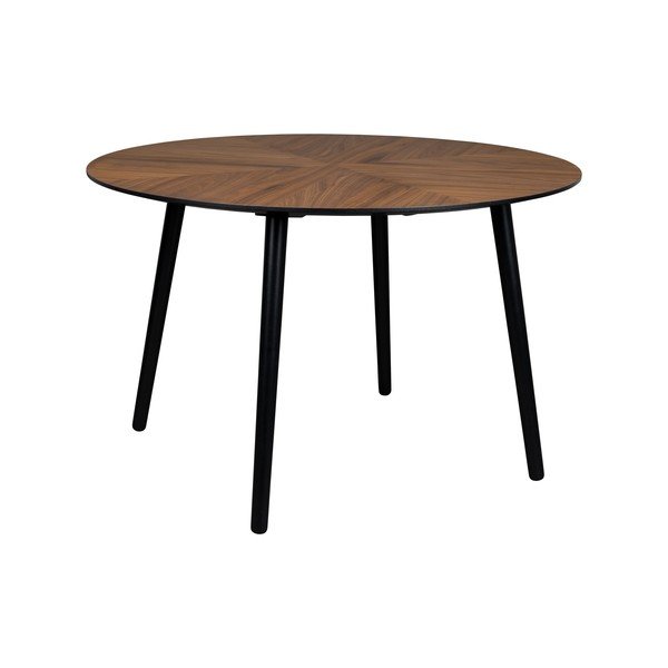 Masă de dining rotundă cu blat cu aspect de lemn de nuc ø 120 cm Clover – Dutchbone