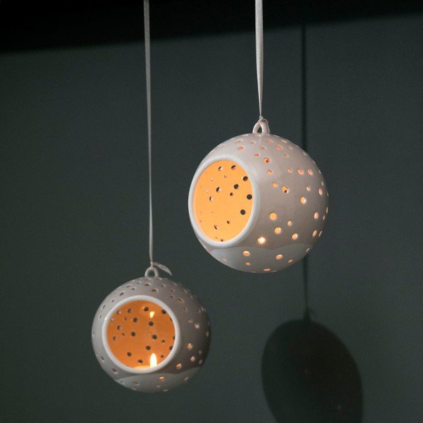 Sfeșnic suspendat din porțelan chinezesc pentru Crăciun Kähler Design Nobili, ⌀ 12 cm, alb-image-2