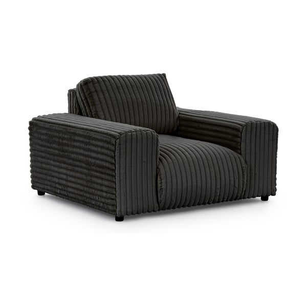 Fotoliu gri închis cu tapițerie din catifea reiată Justin – Ropez