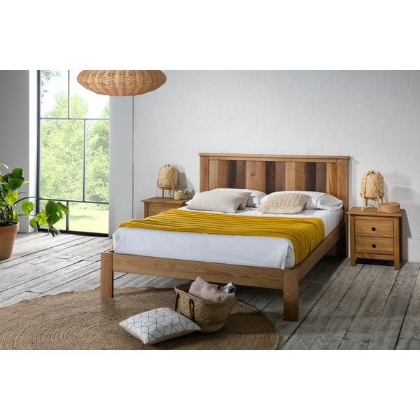 Pat matrimonial natural cu somieră 140x190 cm Maude – Marckeric-image-1