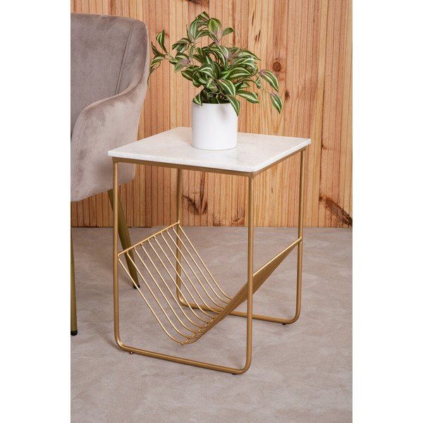 Măsuță auxiliară cu blat din marmură 40x40 cm Mandoli – Premier Housewares-image-2