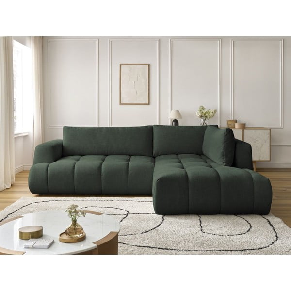 Colțar verde extensibil/cu spațiu de depozitare (cu colț pe partea dreaptă/în formă de ”L”) Fuji – Bobochic Paris-image-1