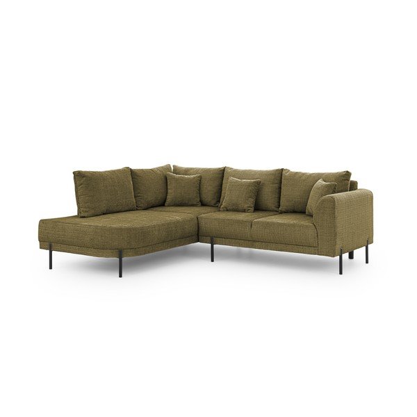 Colțar verde cu tapițerie din chenille (cu colț pe partea stângă/în formă de ”L”) Mauris  – Ropez-image-2