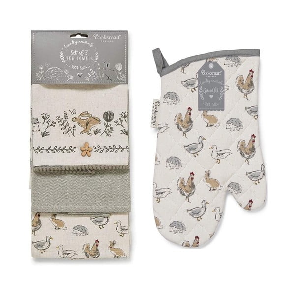 Set cu prosoape și mănușă de bucătărie 4 buc. Country Animals – Cooksmart ®