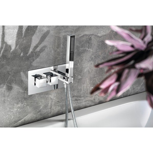 Baterie argintiu-lucios pentru duș încastrată (2 ieșiri) Latus – Sapho-image-2