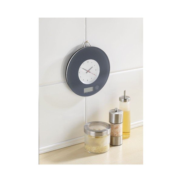 Cântar de bucătărie cu ceas Wenko Clock, gri -image-1