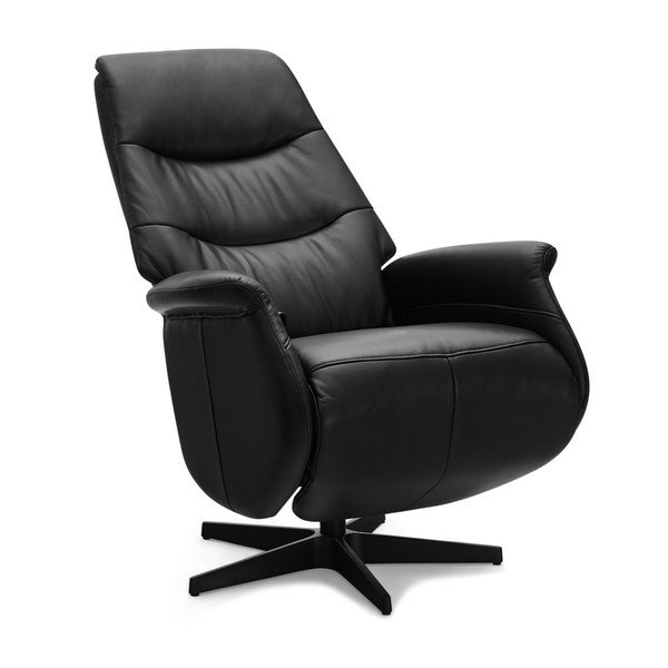 Fotoliu negru de relaxare cu tapițerie din piele Delta – Furnhouse-image-3