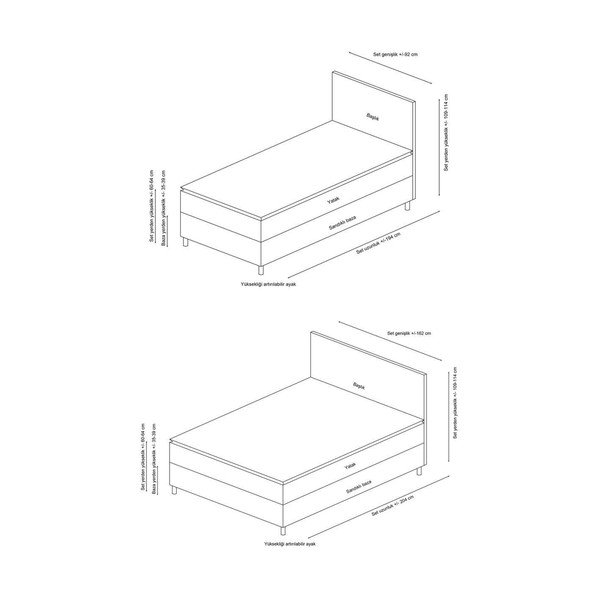 Pat matrimonial maro tapițat cu spațiu de depozitare cu somieră 160x200 cm Orina – Kalune Design-image-3