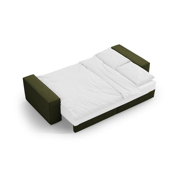 Canapea verde-închis extensibilă cu tapițerie din țesătură bouclé 247 cm Jodie – Micadoni Home-image-4