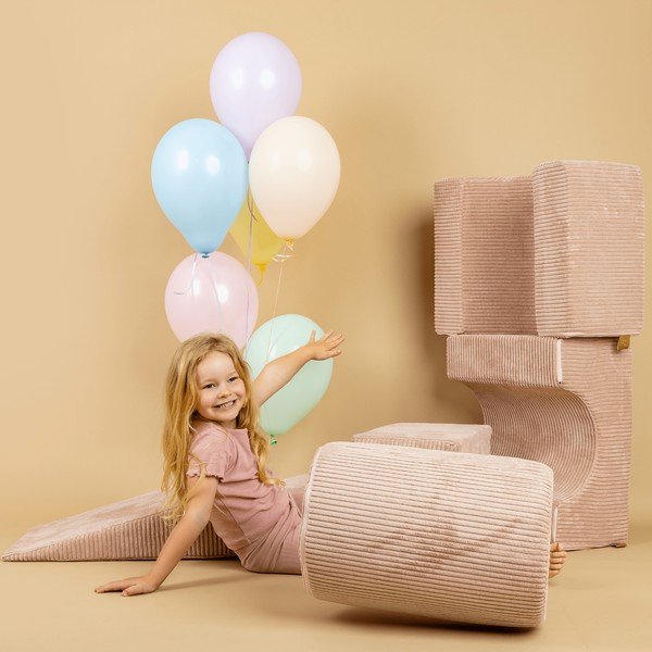 Teren de joacă din spumă roz 4 buc. din catifea reiată înălțime 30 cm 45x170 cm Montessori – Meowbaby-image-2