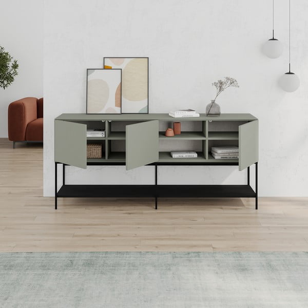 Comodă verde/neagră 180x80x40 cm Amira – Marckeric-image-3