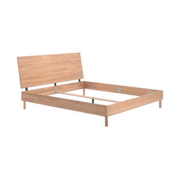 Pat matrimonial în culoare naturală din lemn de stejar fără somieră 180x200 cm Forrest – Vipack-image-2