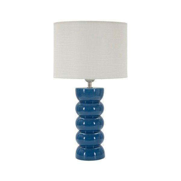 Veioză albă/albastră din ceramică cu abajur textil (înălțime 46 cm) Torr – Mauro Ferretti