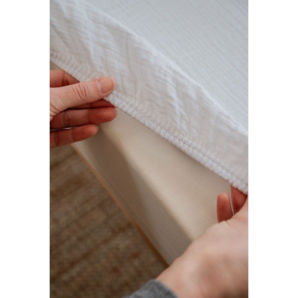 Cearceaf pentru copii alb din muselină pentru pătuț cu elastic 60x120 cm Burumcuk – Mijolnir-image-3