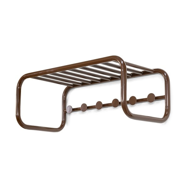 Cuier de perete maro închis cu raft din metal 72 cm Retro – Spinder Design-image-2