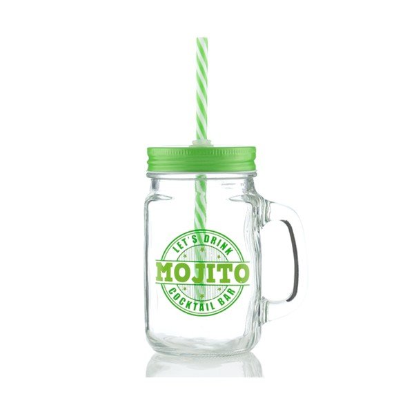 Cană cu pai și capac InnovaGoods Mojito, 450 ml, verde