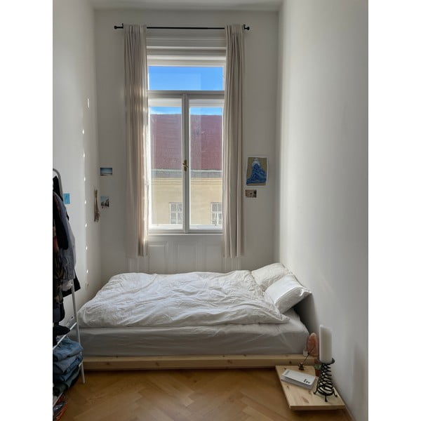 Pat matrimonial în culoare naturală din lemn masiv de pin cu somieră 140x200 cm Dock – Karup Design-image-4