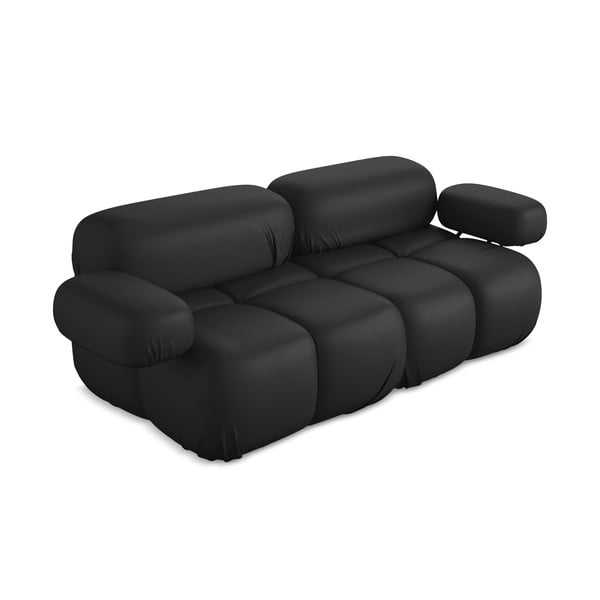 Canapea modulară neagră cu tapițerie din imitație de piele 190 cm Lokua – Makamii-image-1