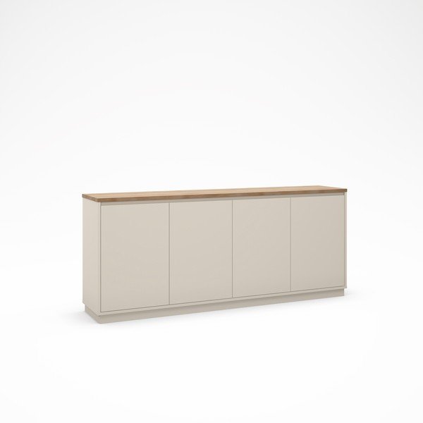 Comodă bej cu aspect de lemn de stejar 201x84x40 cm Loreta – Marckeric-image-2