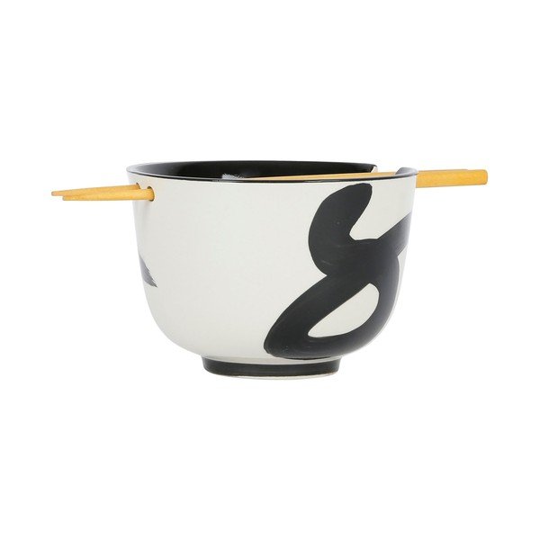 Bol mic negru-alb din gresie ø 13 cm Linge – Sema-image-1