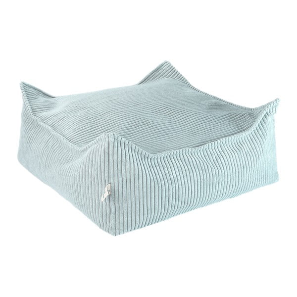 Fotoliu puf pentru copii verde mentă cu tapițerie din catifea reiată Square – Wigiwama