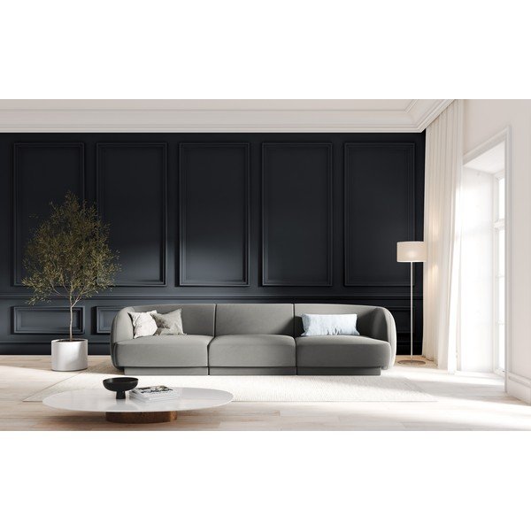Canapea gri cu tapițerie din catifea 259 cm Miley - Micadoni Home-image-1