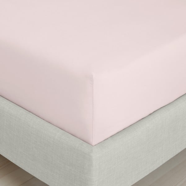 Cearceaf roz din bumbac percal cu elastic 185x200 cm Cotton Percale – Bianca-image-3