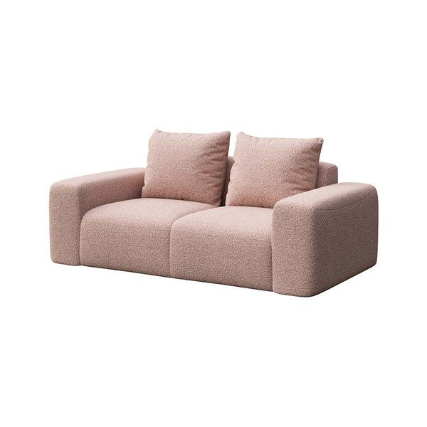 Canapea roz-deschis cu tapițerie din stofă bouclé 212 cm Feiro – MESONICA-image-2