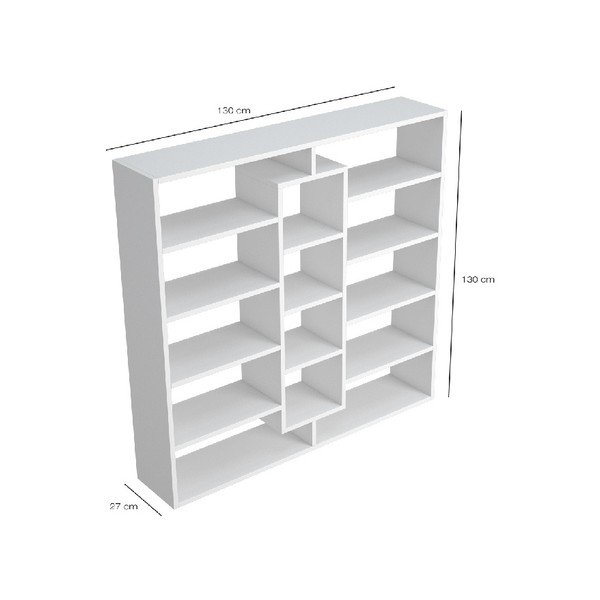 Biblioteca din lemn Dalia, lățime 130 cm, alb-image-2