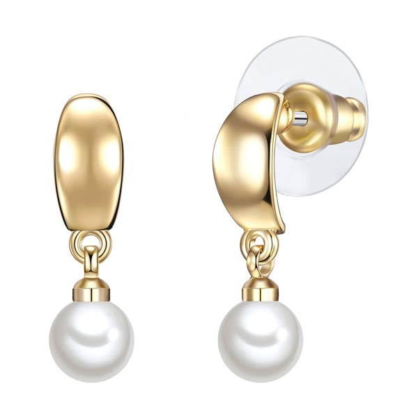 Cercei cu perlă albă Perldesse Cre, ⌀ 6 mm