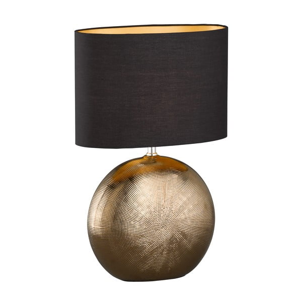 Veioză neagră/în culoarea bronz din ceramică cu abajur textil (înălțime 53 cm) Foro – Fischer & Honsel