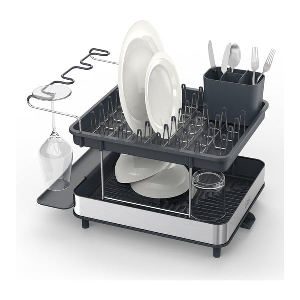 Scurgător de vase gri cu două nivele din oțel inoxidabil Excel  – Joseph Joseph-image-3