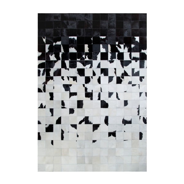 Covor din piele naturală Pipsa Degradada, 200 × 70 cm, alb - negru