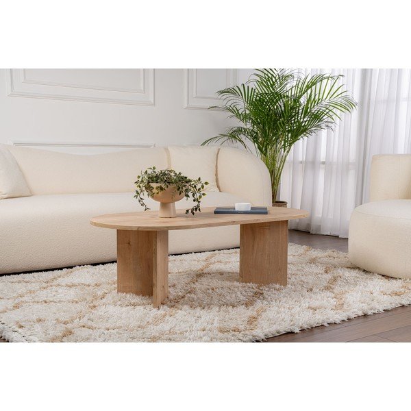 Măsuță de cafea în culoare naturală cu aspect de lemn de stejar 60x119 cm Sable – Kalune Design-image-1