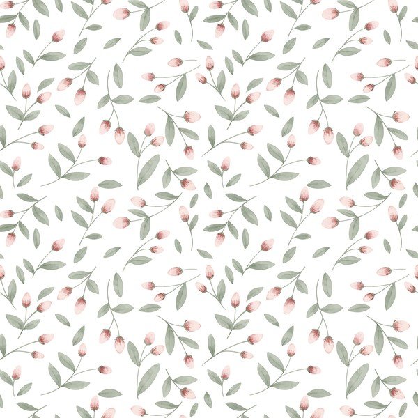 Tapet pentru copii din material nețesut 10 m x 50 cm Flower Buds – Lilipinso
