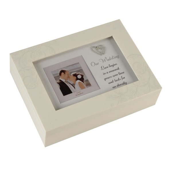 Cutie depozitare cu ramă pentru fotografii Celebrations Ou Wedding, 8 x 8 cm