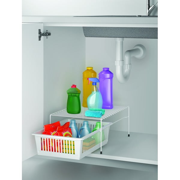 Raft suplimentar din oțel inoxidabil cu spațiu de depozitare Metaltex Dino, alb-image-4