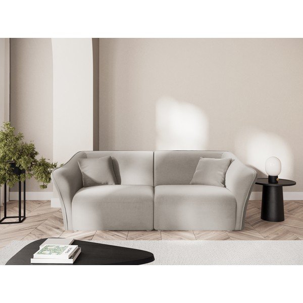 Canapea bej cu tapițerie din catifea 206 cm Tokyo – Cosmopolitan Design-image-1