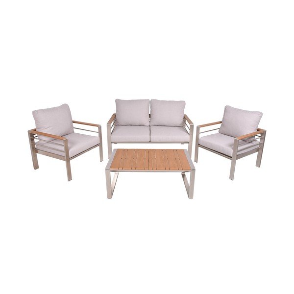 Set mobilier de grădină gri din metal pentru 4 persoane Florence – Garden Pleasure