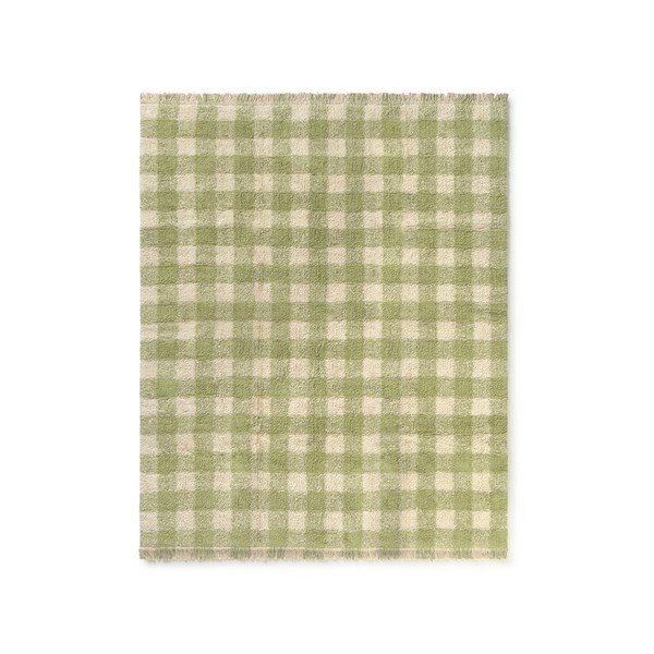 Covor pentru copii verde lavabil/țesut manual din bumbac 90x120 cm Vichy – Lorena Canals