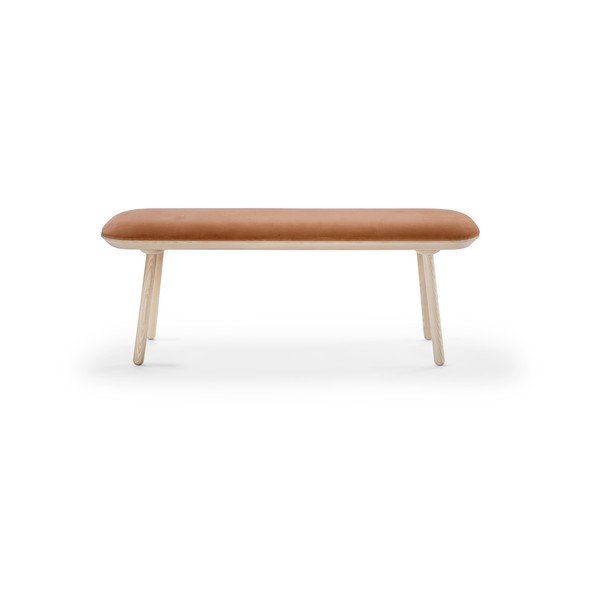 Bancă tapițată din catifea EMKO Naïve, 140 cm, portocaliu-natural-image-2