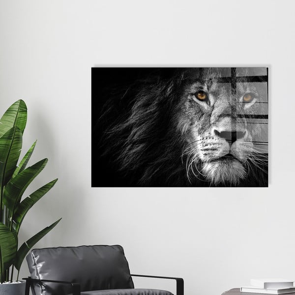 Tablou din sticlă 70x50 cm Lion – Wallity-image-4