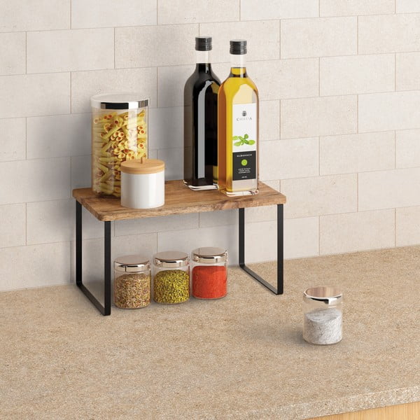 Raft suplimentar negru mat/în culoare naturală din lemn 32x19 cm York – Metaltex-image-1